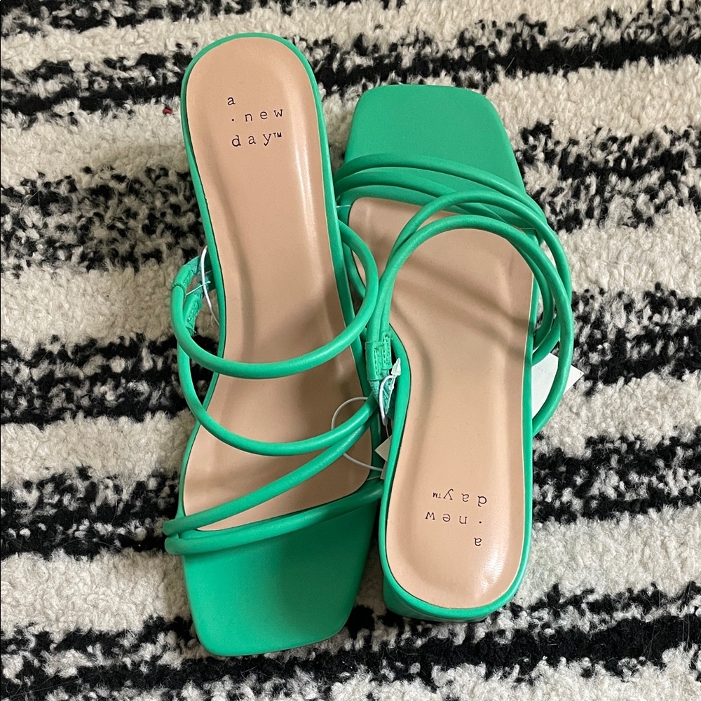 A New Day Vibrant Green Strappy Sandals